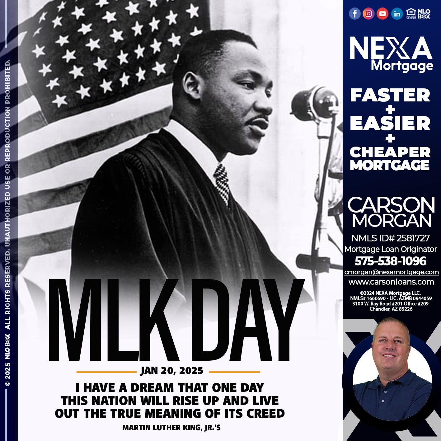 MLK DAY - Carson Morgan -Mortgage Loan Originator